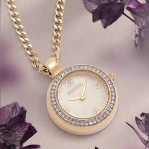 Invicta Mini Angel Women's Necklace Watch w/ Mother of Pearl Gold